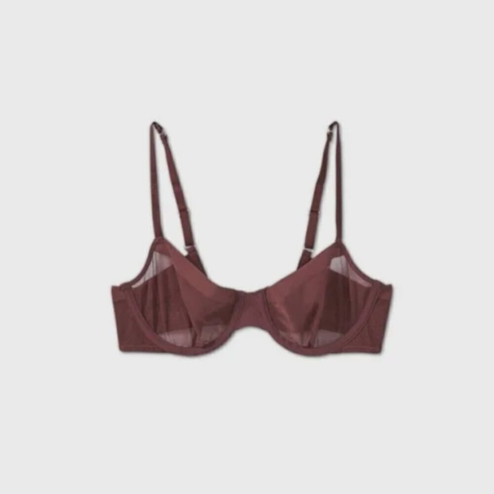 NWT Auden Sheer Demi Coverage Underwire Bra